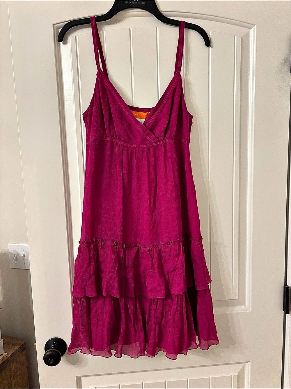 Cynthia Stefe. Silk Tiered Mini Dress in fuschia Size 10 NWT